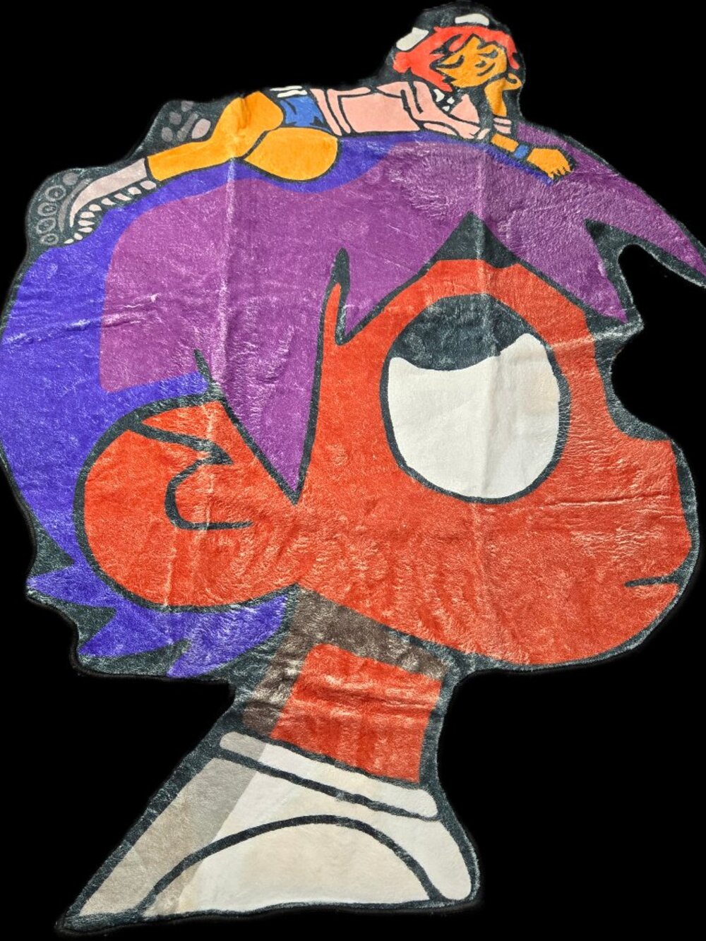 Colorful Cartoon Character Shaped Accent Rug Purple Orange Polyester New